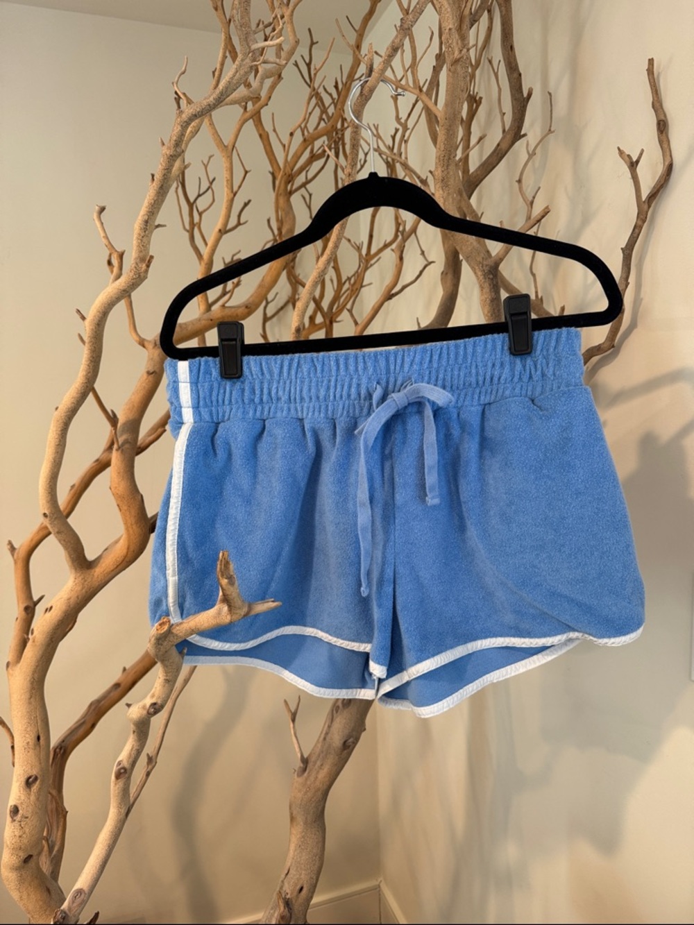 Daily Practice Light Blue Terry Athletic Shorts with White Trim